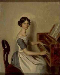 Portrait of Nadezhda P Zhdanovich at the Piano by Pavel Andreevich Fedotov