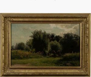 Meadow At The Edge Of The Woods. by Hendrik D. Kruseman Van Elten