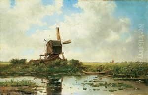 Landschaft Mit Windmuhlen.
Signiert Unten Links: Kruseman V Elten. Ol Auf Leinwand. H 41; B 66 Cm. by Hendrik D. Kruseman Van Elten