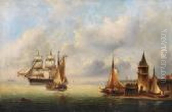 Segler Vor Einem Hafen - view 1