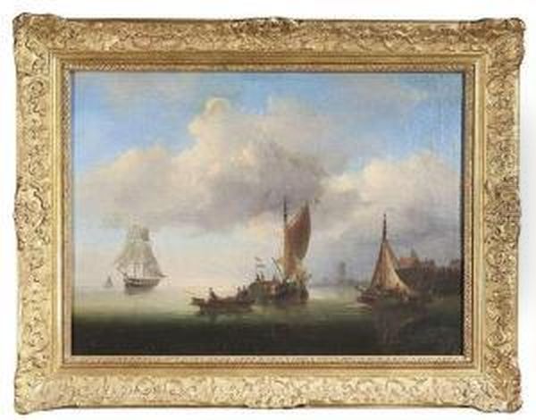 Coast Areawith Sailing Ships At Evening Light - view 1