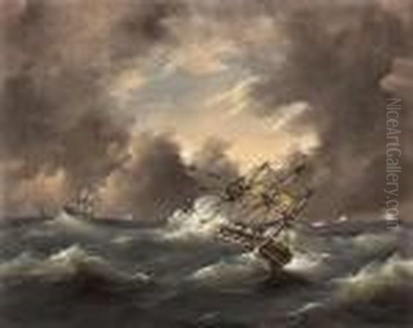 Three-master In Rough Sea - view 1