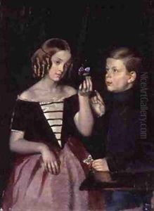 Portrait of Olga Ivanovna and Fedor Ivanov by Pavel Andreevich Fedotov