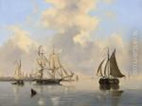 Sailing Vessels Near A Town - view 1