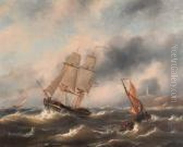 A Dutch Trading Schooner In A Storm - view 1