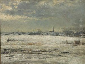 Landschap Te Boom In De Sneeuw. by Louis Van Engelen