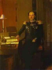Portrait Of P P Zhdanovich 1846-47 by Pavel Andreevich Fedotov