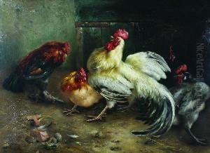 Roosters And Chickens by Piet Van Engelen