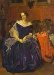 Portrait Of A P Zhdanovich 1846-47 by Pavel Andreevich Fedotov