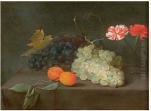 Nature Morte Aux Raisins, Abricots Et Fleurs by Jacob Fopsen van Es