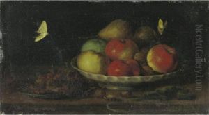Nature Morte Avec Des Pommes Et Des Noix Nature Morte Avec Des Fleurs Dans Un Vase by Jacob Fopsen van Es