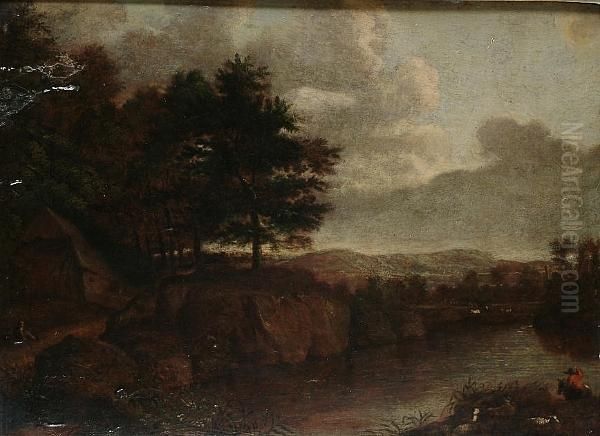 Extensive River Landscape With Cattle And Man On Horseback In The Foreground - view 1