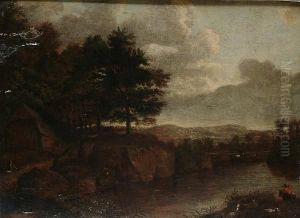 Extensive River Landscape With Cattle And Man On Horseback In The Foreground by Jacob Fopsen van Es