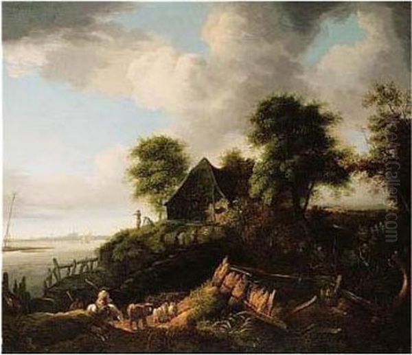 View Of Haarlem, With A Herdsman And His Animals In The Foreground - view 1