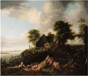 View Of Haarlem, With A Herdsman And His Animals In The Foreground