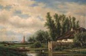 River Landscape (1860) by Adriaen van Everdingen