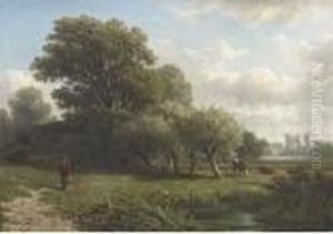 A Traveller In A Wooded Summer Landscape by Adriaen van Everdingen