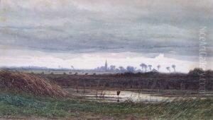 Landschaft, Am Horizont Mit Der Silhouette Eines Ortes by Adriaen van Everdingen