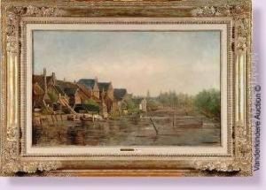 Coin De Flandre Au Canal by Joseph Van Genegen