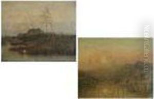 Barns At Sunset by Joseph Van Genegen