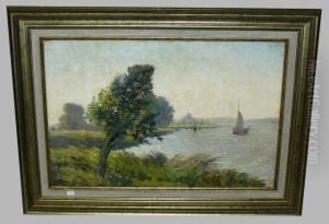 Bords De L'escaut A Termonde by Joseph Van Genegen