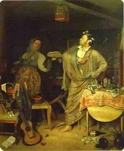 Newly Decorated (the Morning After the Official has Received Notice) by Pavel Andreevich Fedotov