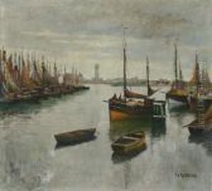 The Harbor Of Antwerp by Franz Van Genesen