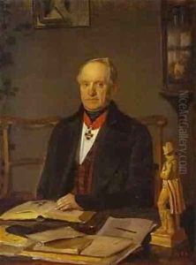 Portrait Of P V Zhdanovich 1846-47 by Pavel Andreevich Fedotov