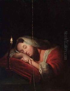 Sleeping Beauty by a Candle by Pavel Andreevich Fedotov