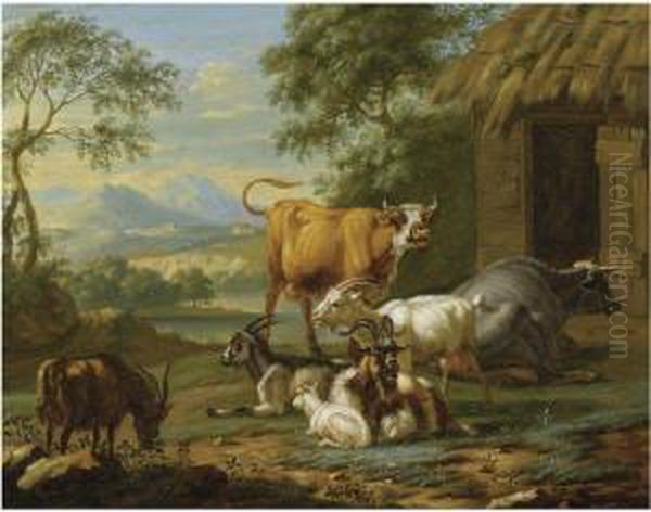 Goats And Cows In A Southern Landscape - view 1