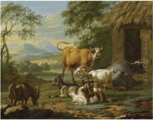 Goats And Cows In A Southern Landscape
