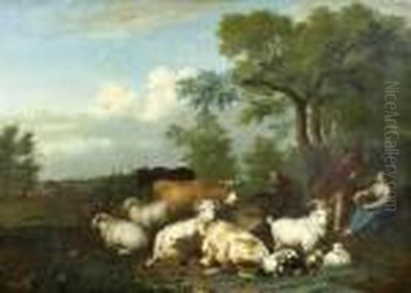 Cowherds In A Landscape - view 1
