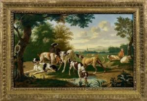 Jagdhundemeute In Weitersommerlandschaft