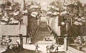 The grand staircase at the Villa dEste Tivoli by Giovanni Battista Falda