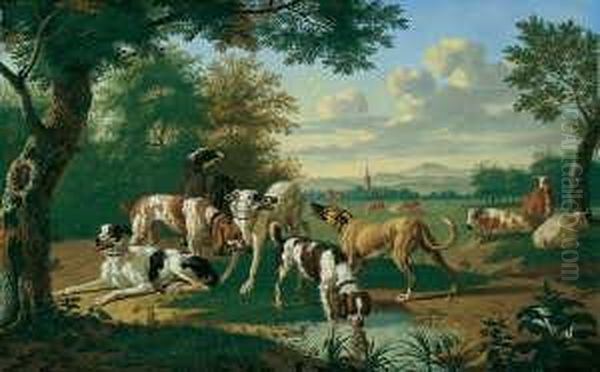 Landschaft Mit Einer Meute Jagdhunde. - view 1