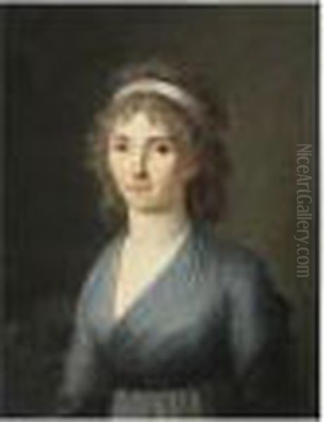 Portrait De Jeune Femme En Robe Bleue - view 1