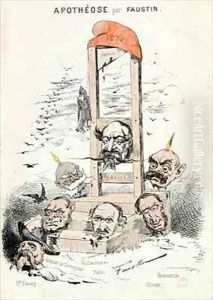 Caricature of Napoleon III 1808-73 Otto von Bismarck 1815-98 and Kaiser Wilhelm I 1797-1888 by (Faustin Betbeder) Faustin