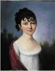 Portrait De Jeune Femme A L'echarpe Rouge