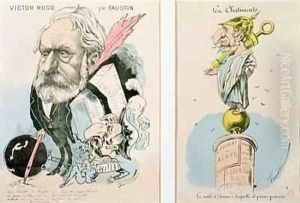 Caricatures of Victor Hugo 1802-85 and Napoleon III 1809-73 by (Faustin Betbeder) Faustin