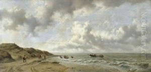 L'halage De La Barque by Remigius Adriannus van Haanen