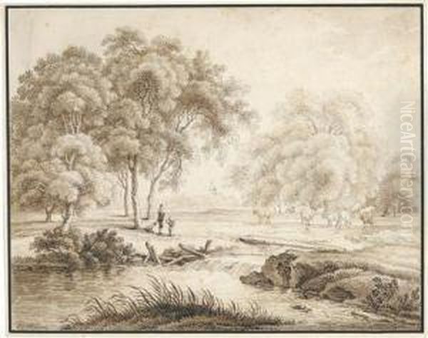 Fluslandschaft Mit Hirten Und Kuhherde - view 1
