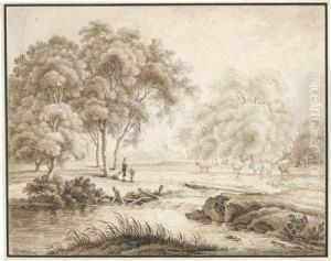 Fluslandschaft Mit Hirten Und Kuhherde Fluslandschaft Mit Hirten Und Kuhherde