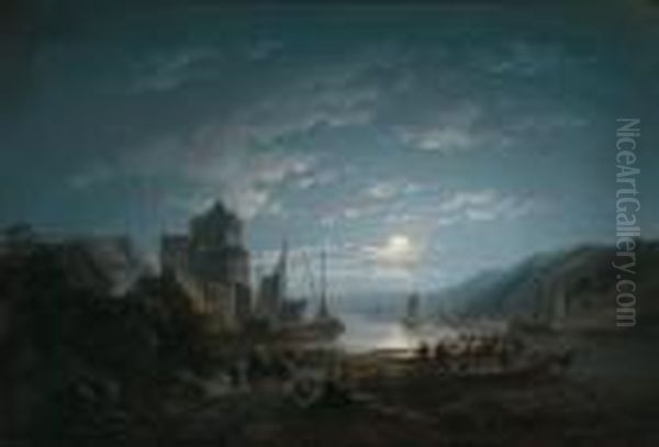 Circle Moonlight Over A Coastal Landscape - view 1