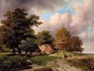 Begegnung Am Waldrand In Sommerlandschaft