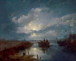Hollandische Landschaft Bei Nacht
