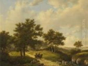 Bauern Mit Pferdefuhrwerk by Remigius Adriannus van Haanen