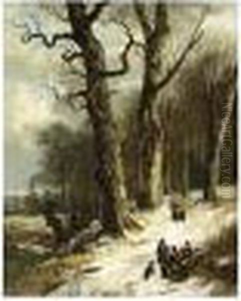 A Winter Landscape With Travellers At Rest - view 1