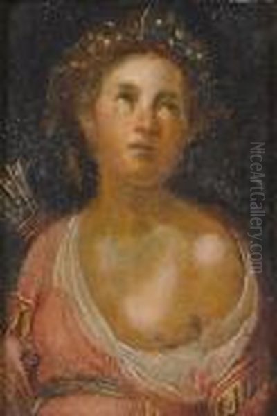 Circle Of Cornelis Van Haarlem : A 17th Century Small Portrait Of Diana - view 1
