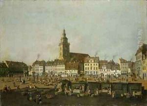 View of the Neue Markt with St Marys Church Berlin by Karl Friedrich Fechhelm
