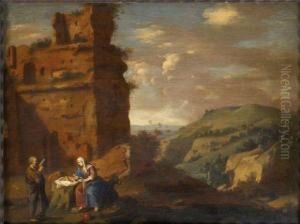 Le Repos De La Sainte Famille Pendant La Fuite En Egypte by Jan van Haensbergen